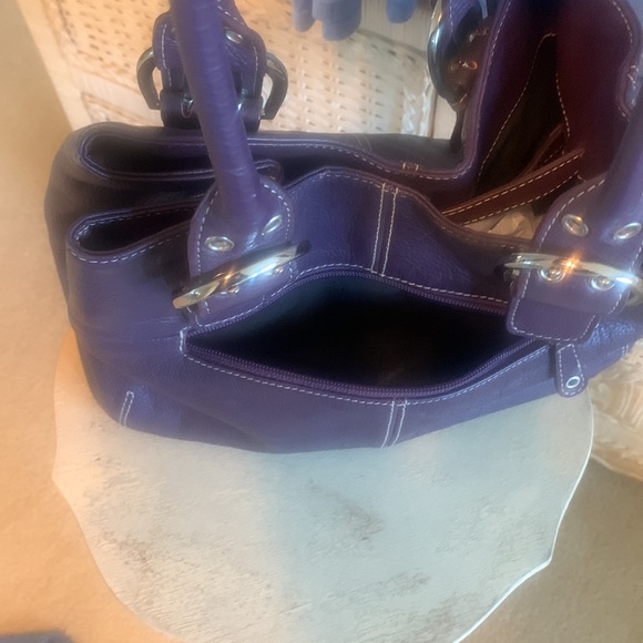 Purple Leather Tignanello Shoulder Bag - Picture 10 of 12